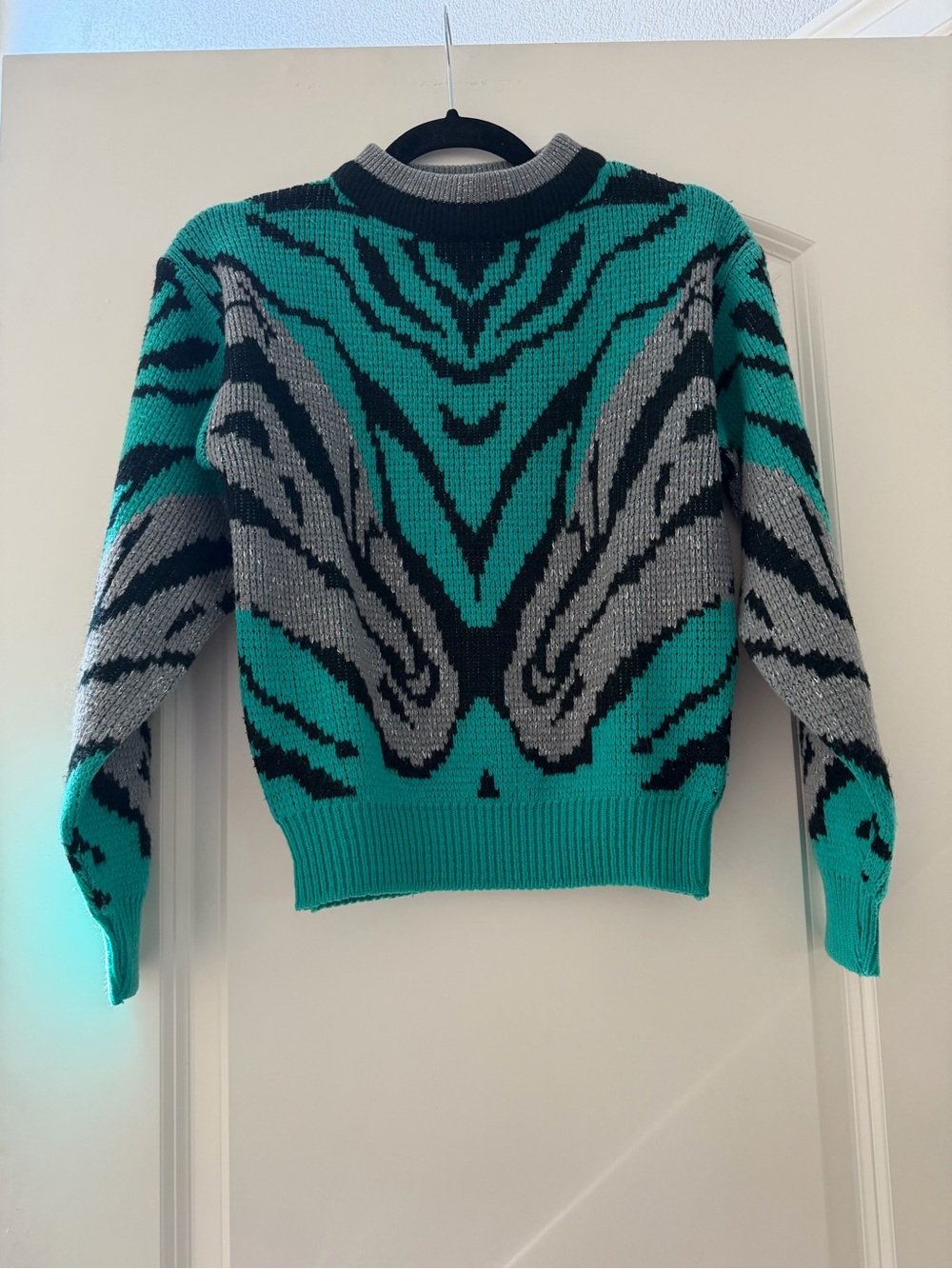 VTG 80’s Metallic Animal Print Mock Neck Sweater. Cyndi Lauper. SZ S. Madonna